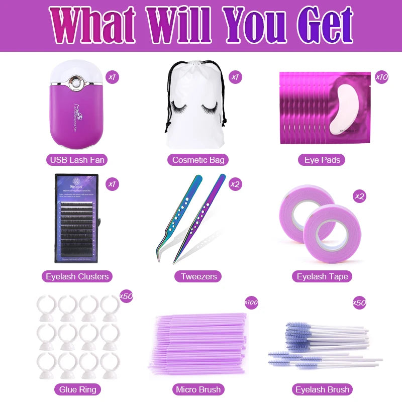 268PCS Eyelash Extensions Kit Brushes Set