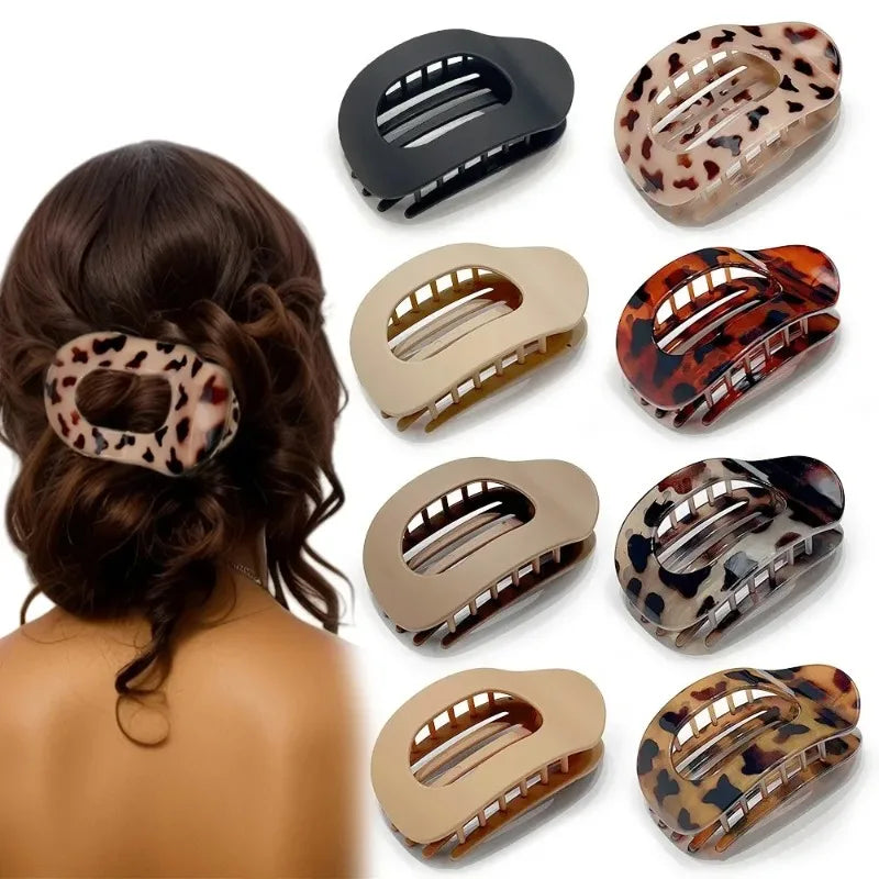 Leopard Matte Oval Hair Claw Clip