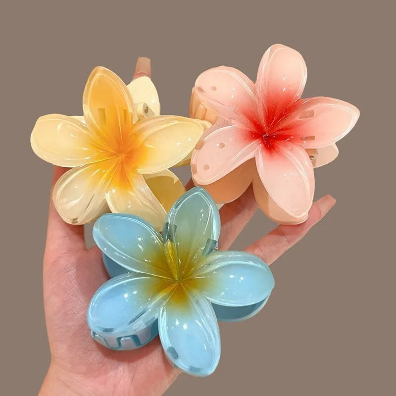 New Hawaiian Gradient Flower Hair Clips