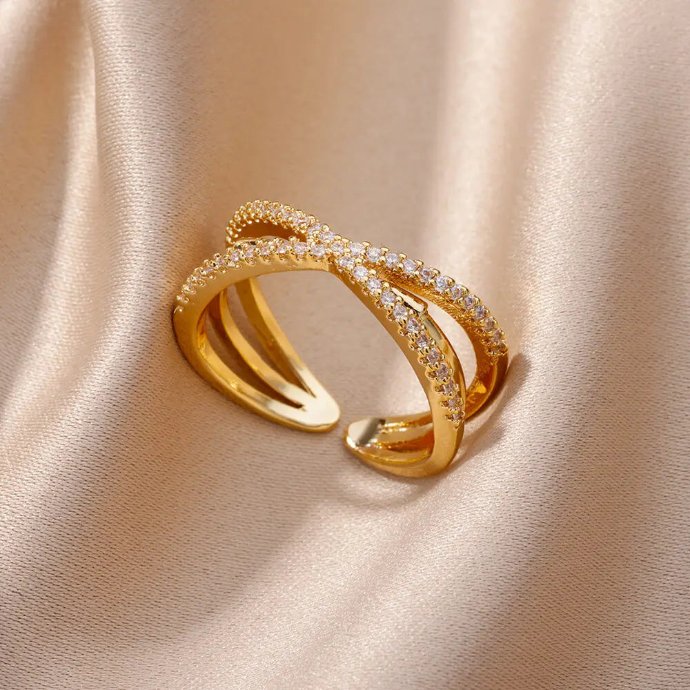 Stainless Steel Zircon Belt Ring
