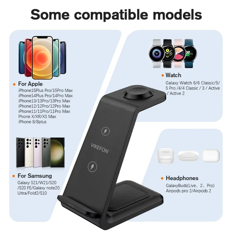 VIKEFON 3 in 1 Wireless Charger Stand