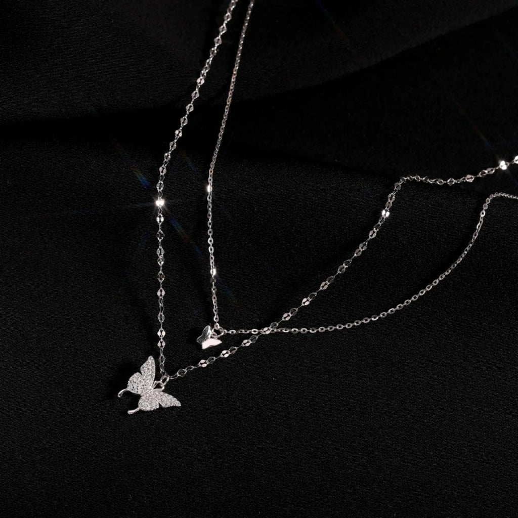 Shiny Double Layer Butterfly Necklace