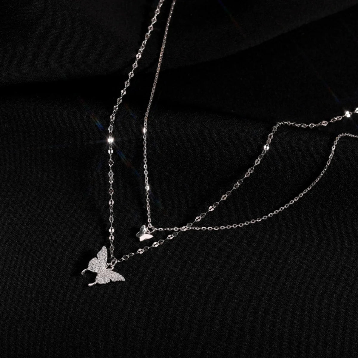 Shiny Double Layer Butterfly Necklace