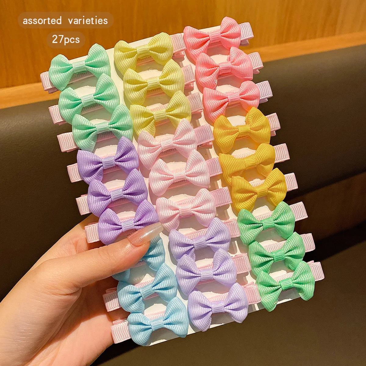 30 Colored Random Bow Fabric Hair Clips