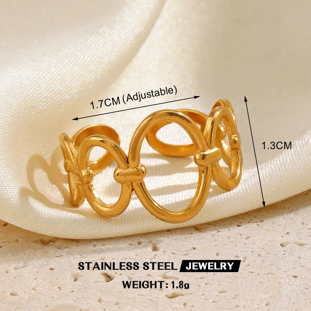 Gold Stainless Steel Heart Ring – Hollow Waterproof