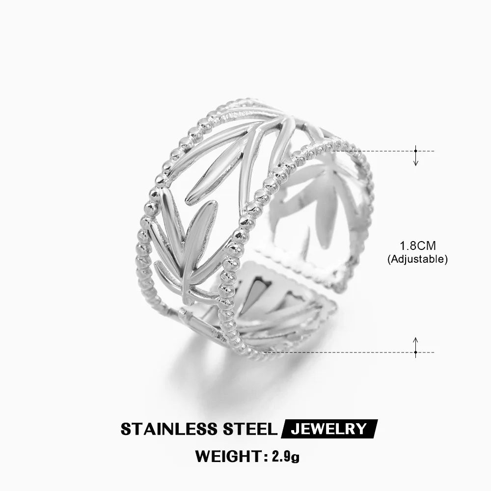 Gold Stainless Steel Heart Ring – Hollow Waterproof