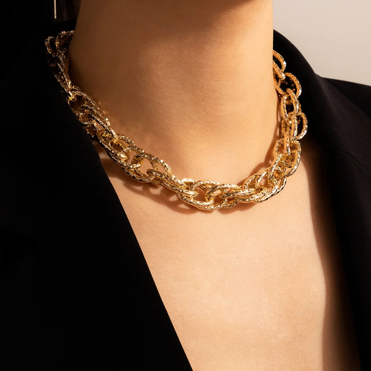 Docona Punk Heavy Metal Chain Choker Necklace