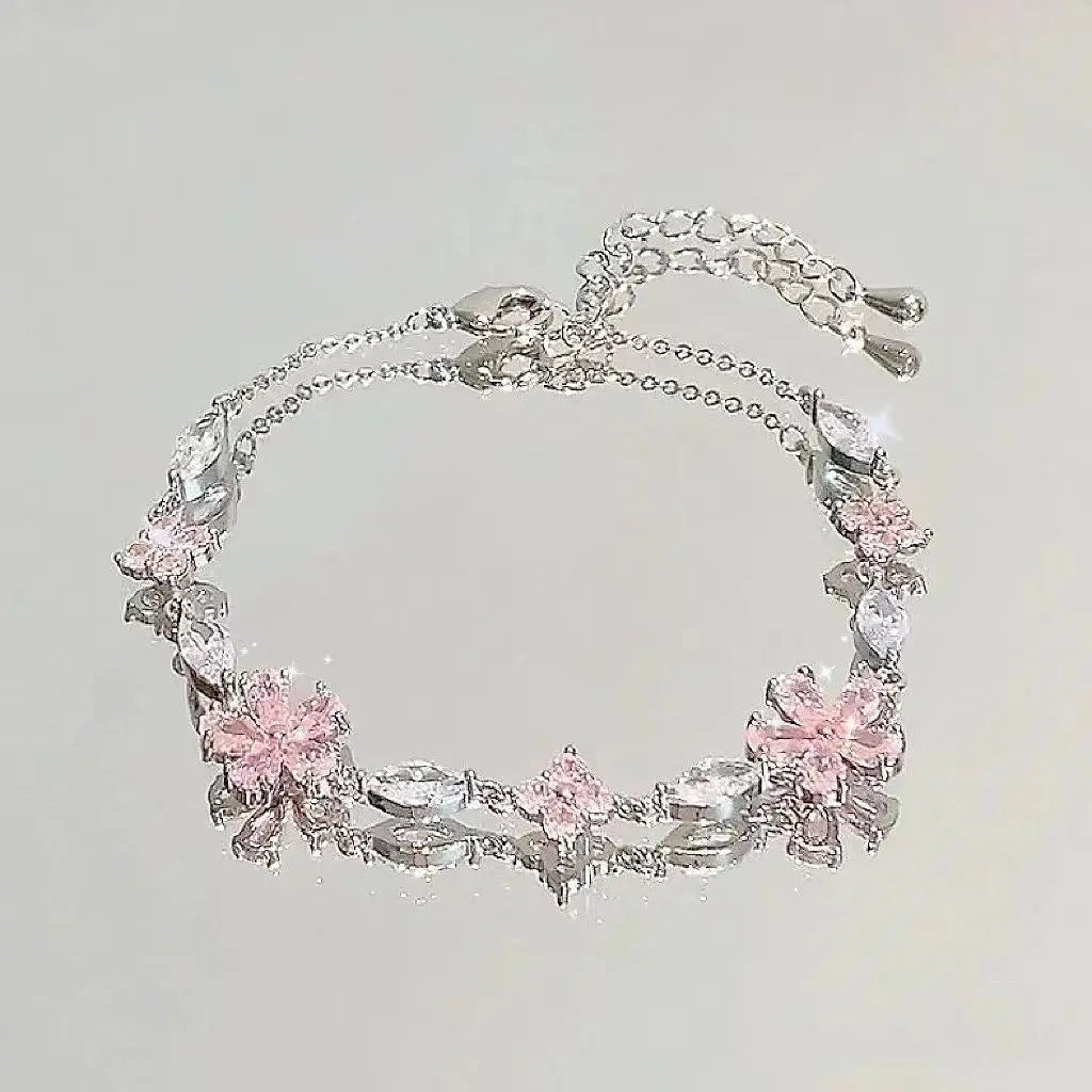 Cherry Blossom Bow Zircon Bracelet