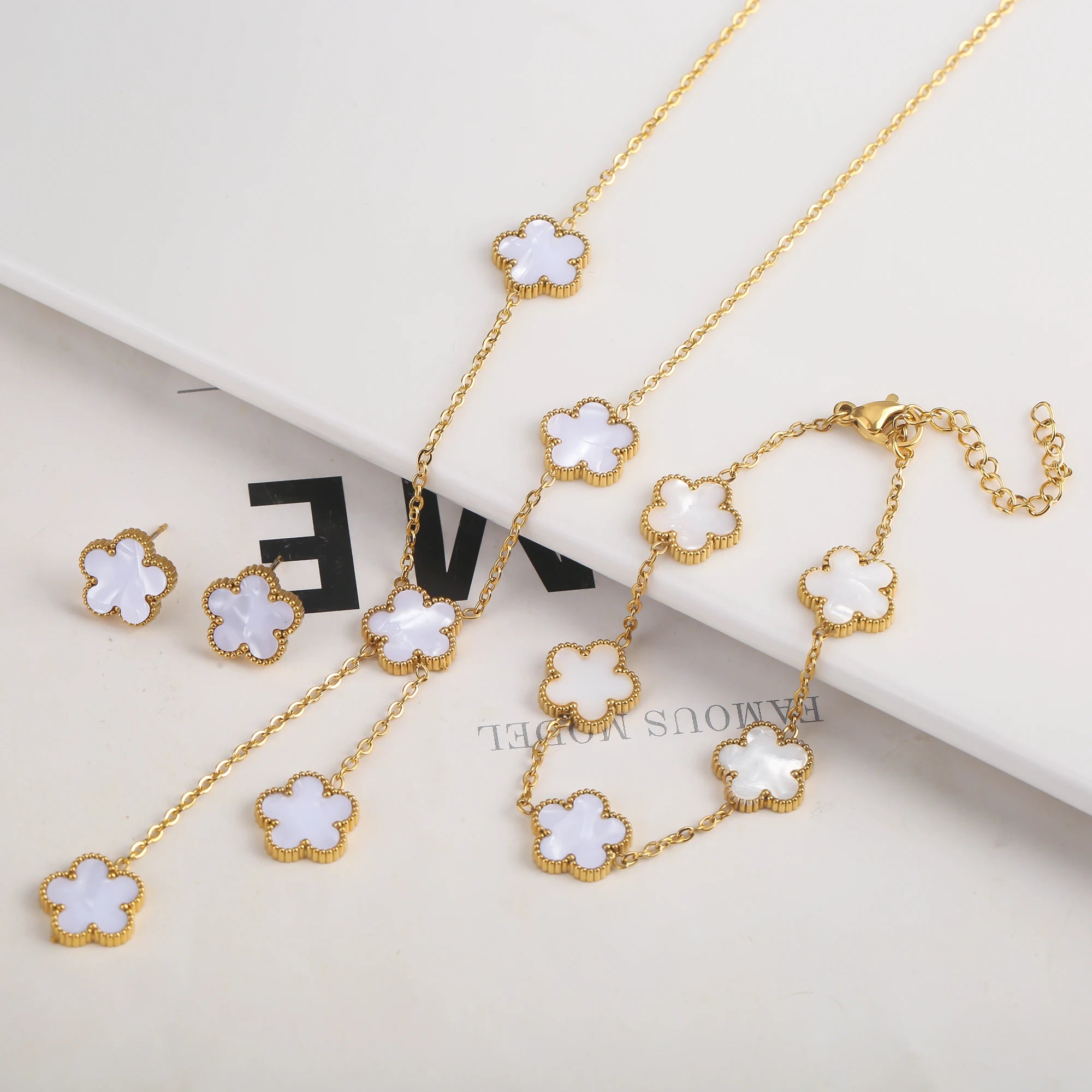 Stainless Steel Clover Flower Bracelet