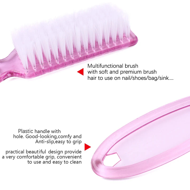 4Pcs Transparent Nail Brush Cleaning Brushes