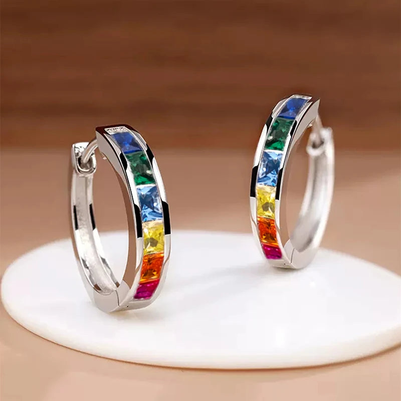 Classic Square CZ Hoop Earrings