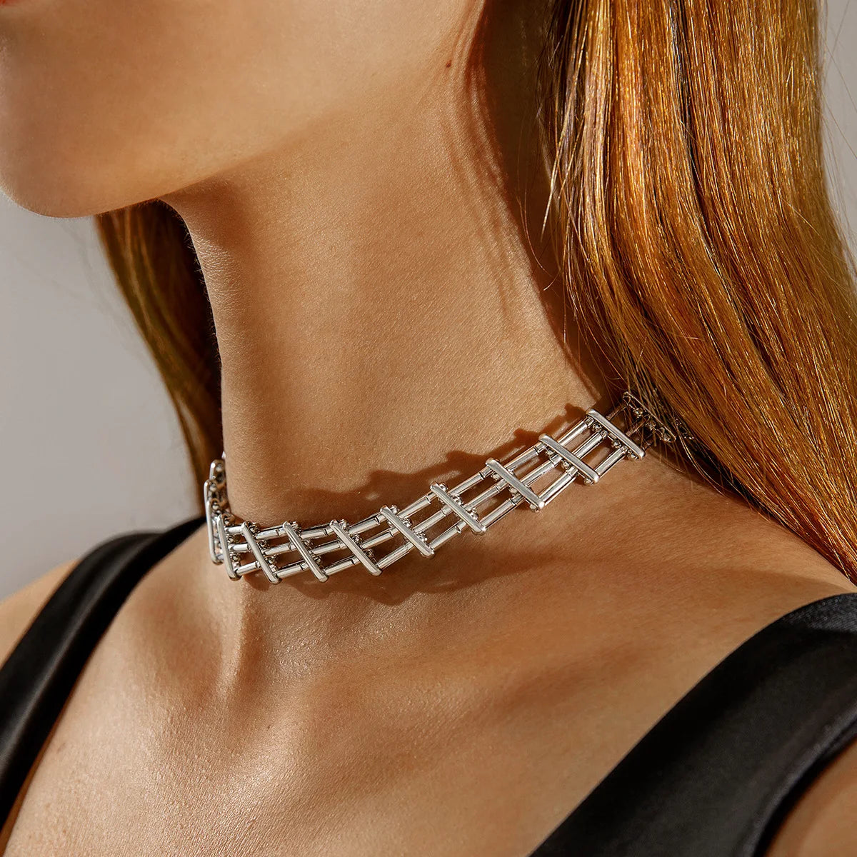 Docona Punk Heavy Metal Chain Choker Necklace
