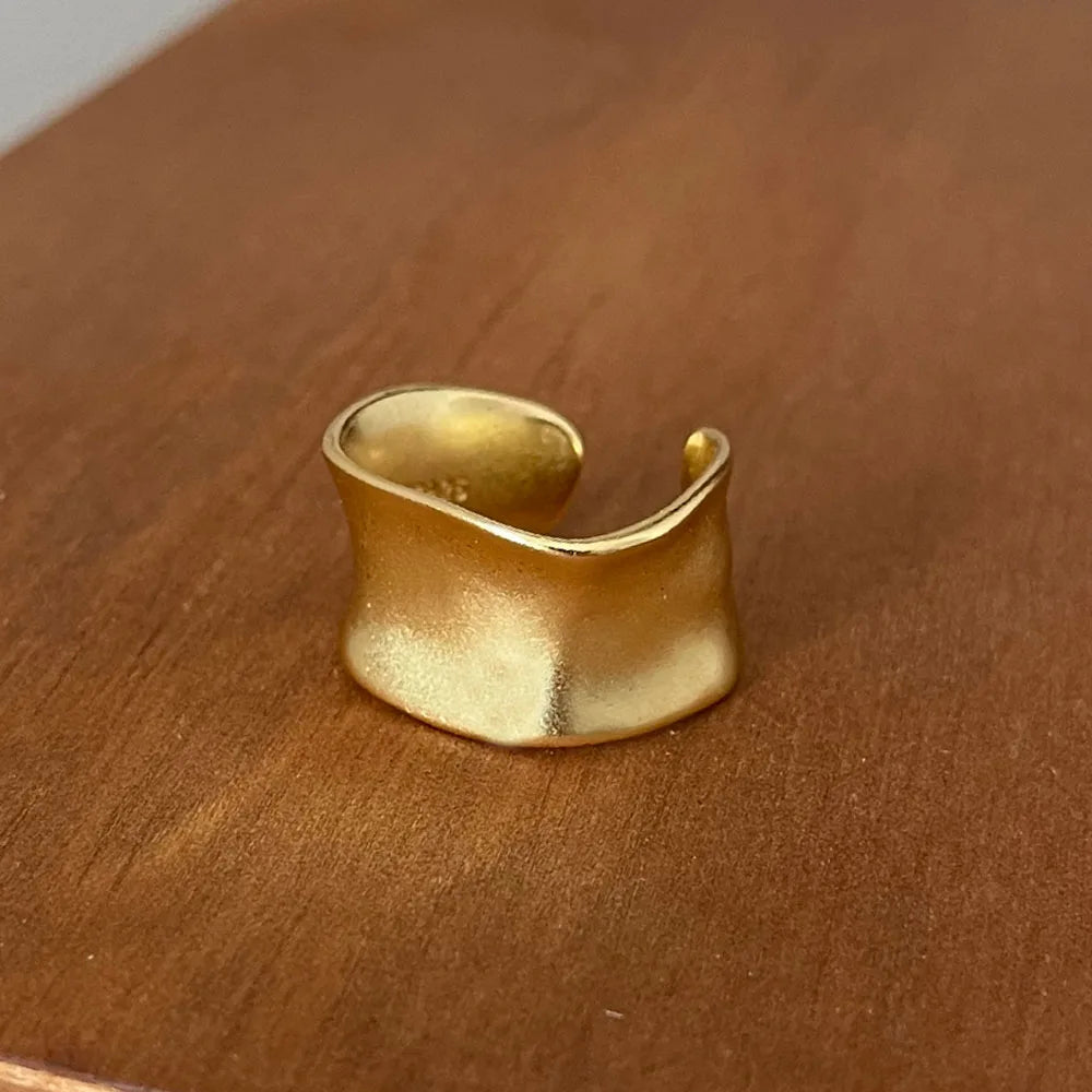925 Silver Open Wide Gold Ring