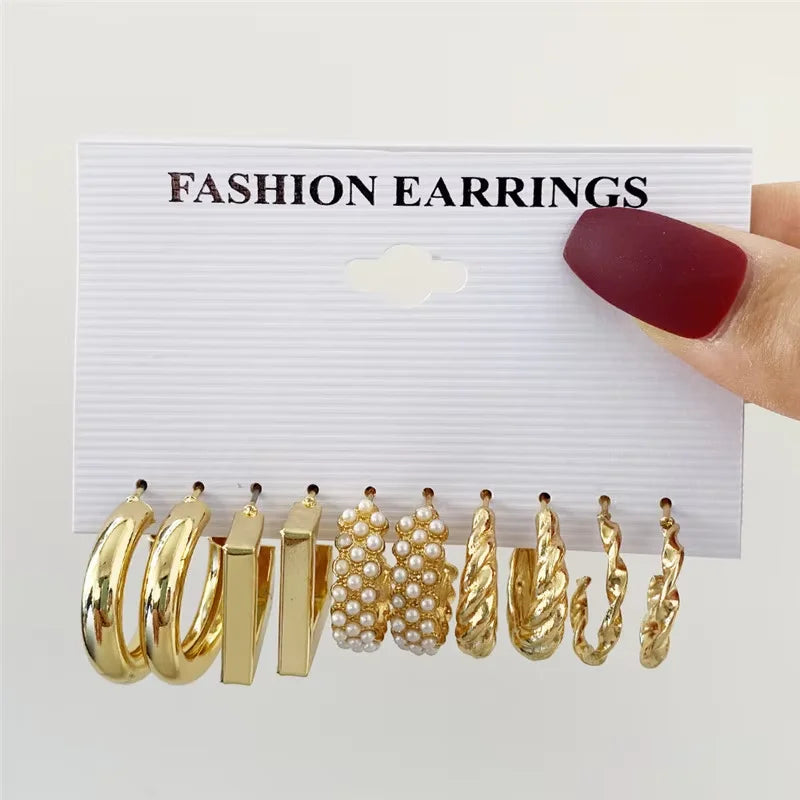 Geometric Hoop Earrings Set