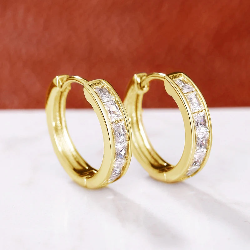 Classic Square CZ Hoop Earrings