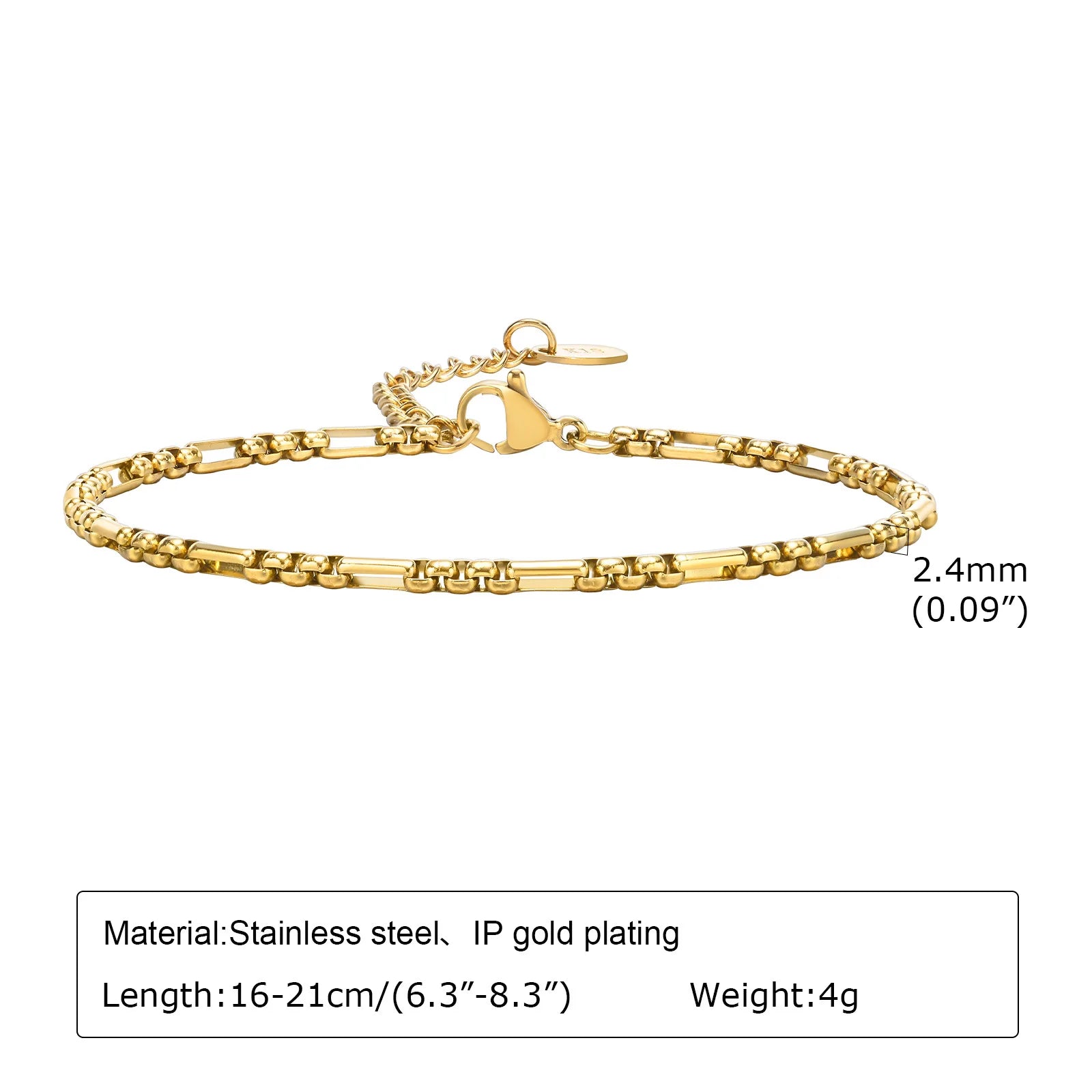 Waterproof Stainless Steel Chain Bracelet – Gold