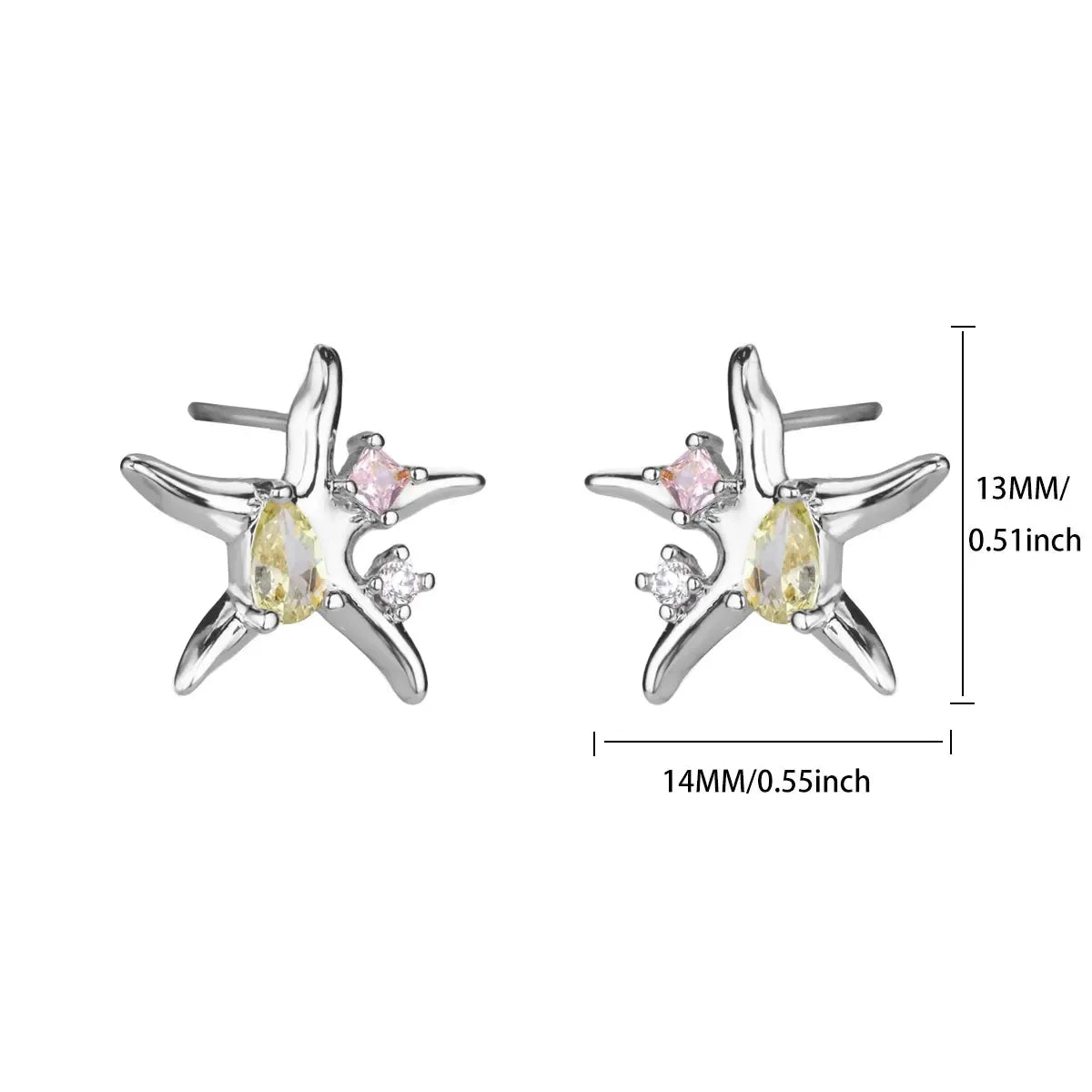 Vintage Starfish Stainless Steel Stud Earrings