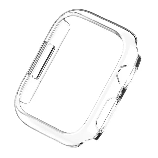 Protective PC bumper case for Apple Watch, durable and lightweight, fits multiple sizes and series.