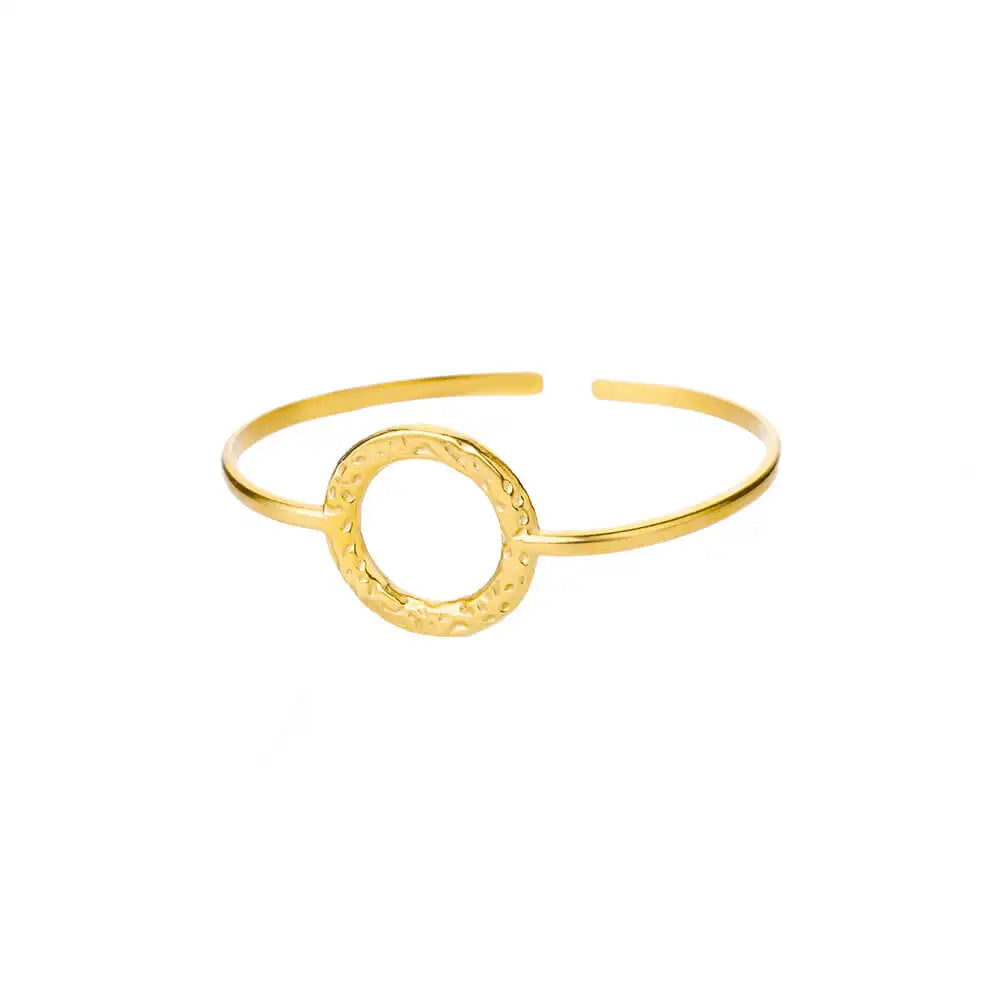 Exquisite Classic Bump Pattern Open Cuff Bracelet – Gold Stainless Steel