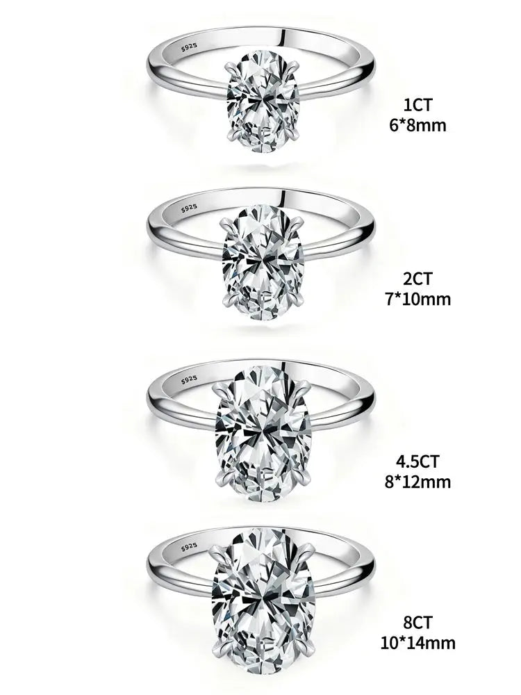 925 Sterling Silver Oval Zircon Ring – Luxury Shine