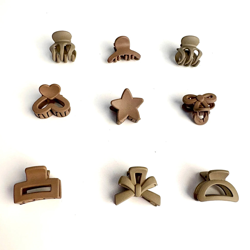 Beige mini hair clips set (5–30 pcs), cute everyday accessories for daily use, occasions, and travel.
