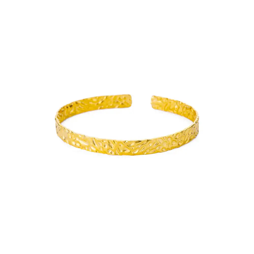 Exquisite Classic Bump Pattern Open Cuff Bracelet – Gold Stainless Steel