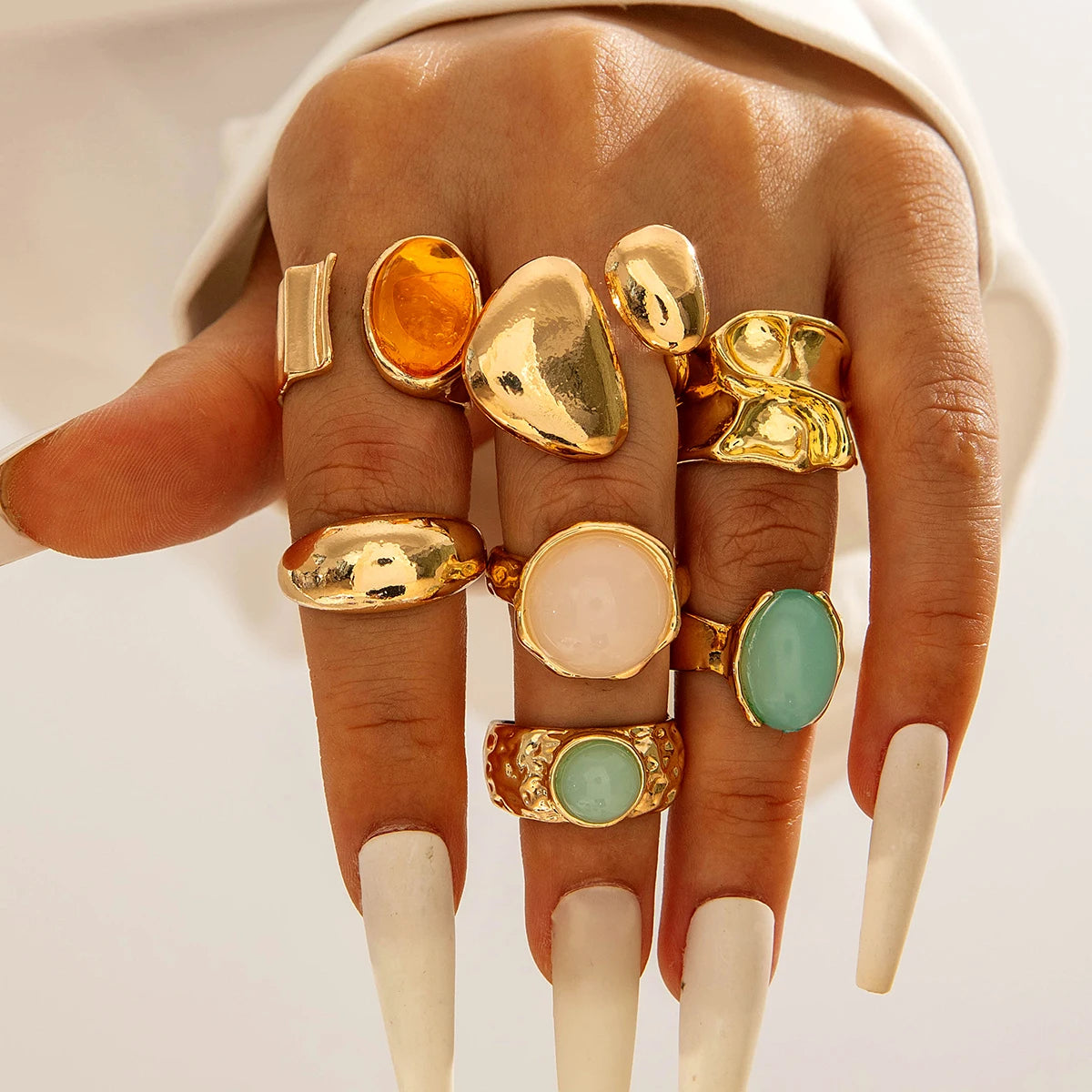 Luxury Pearl Open Ring Set – Gold Jewelry