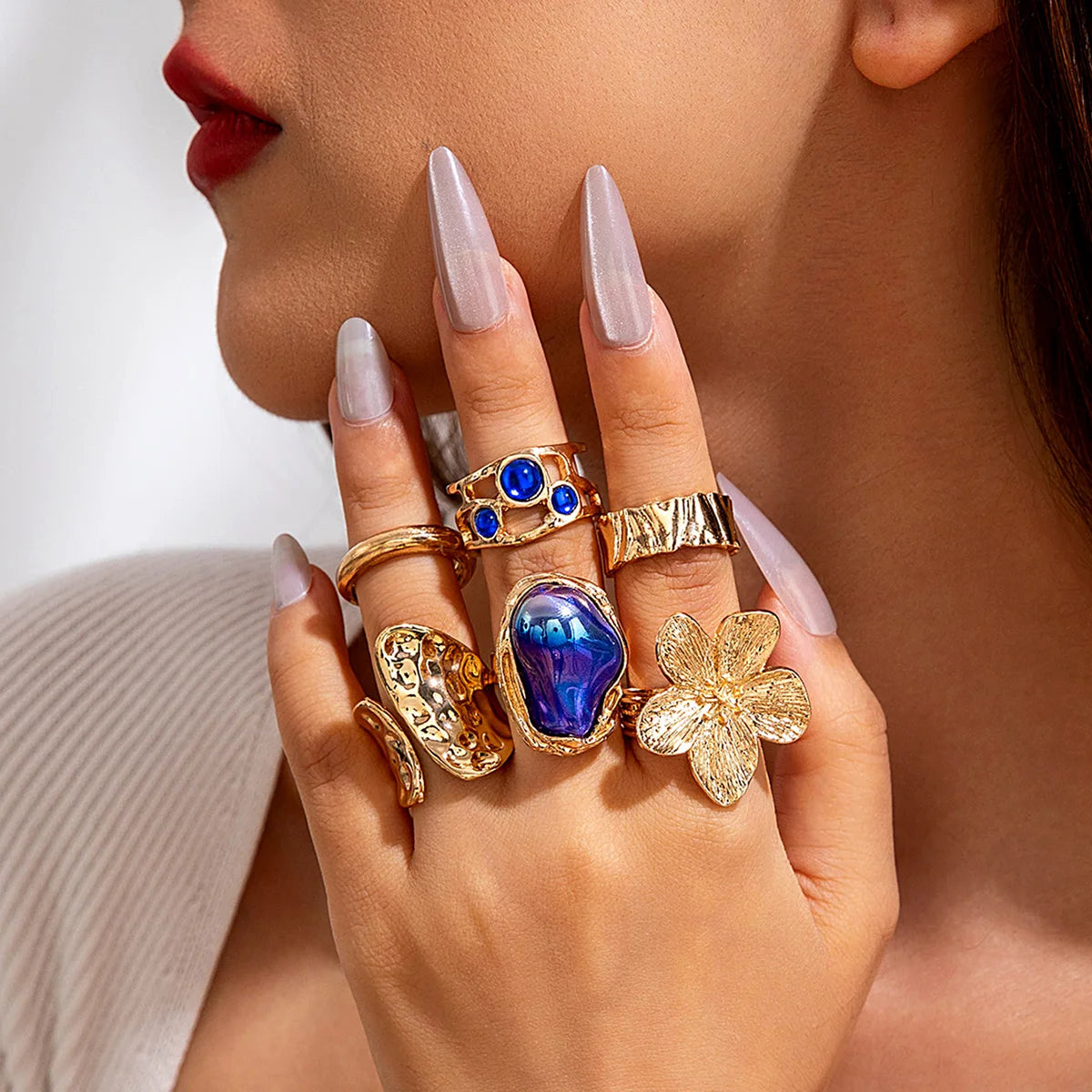 Luxury Pearl Open Ring Set – Gold Jewelry