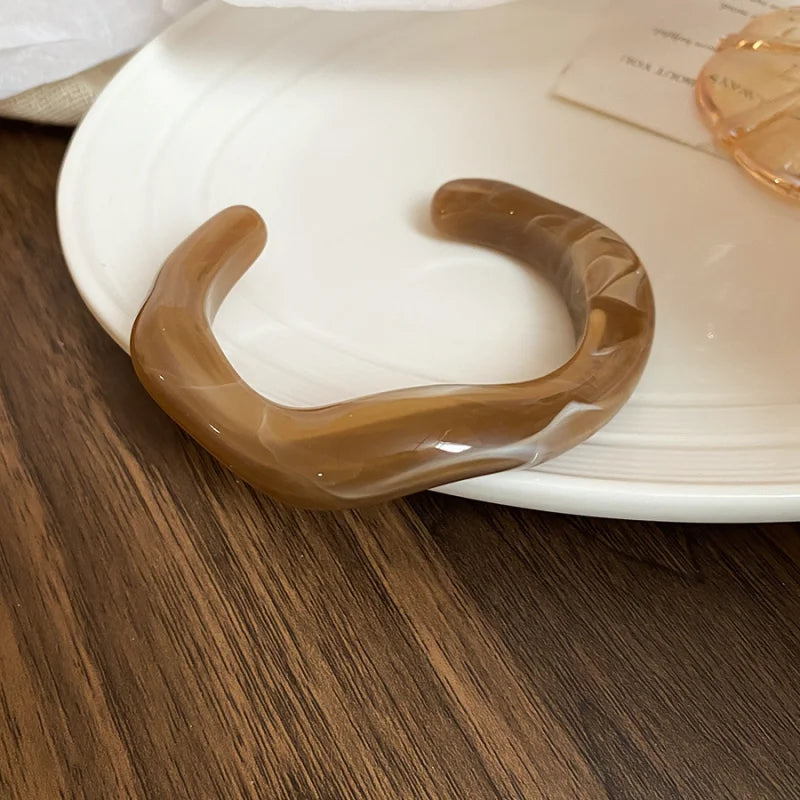 Smooth Round Acrylic Cuff Bangles Bracelet