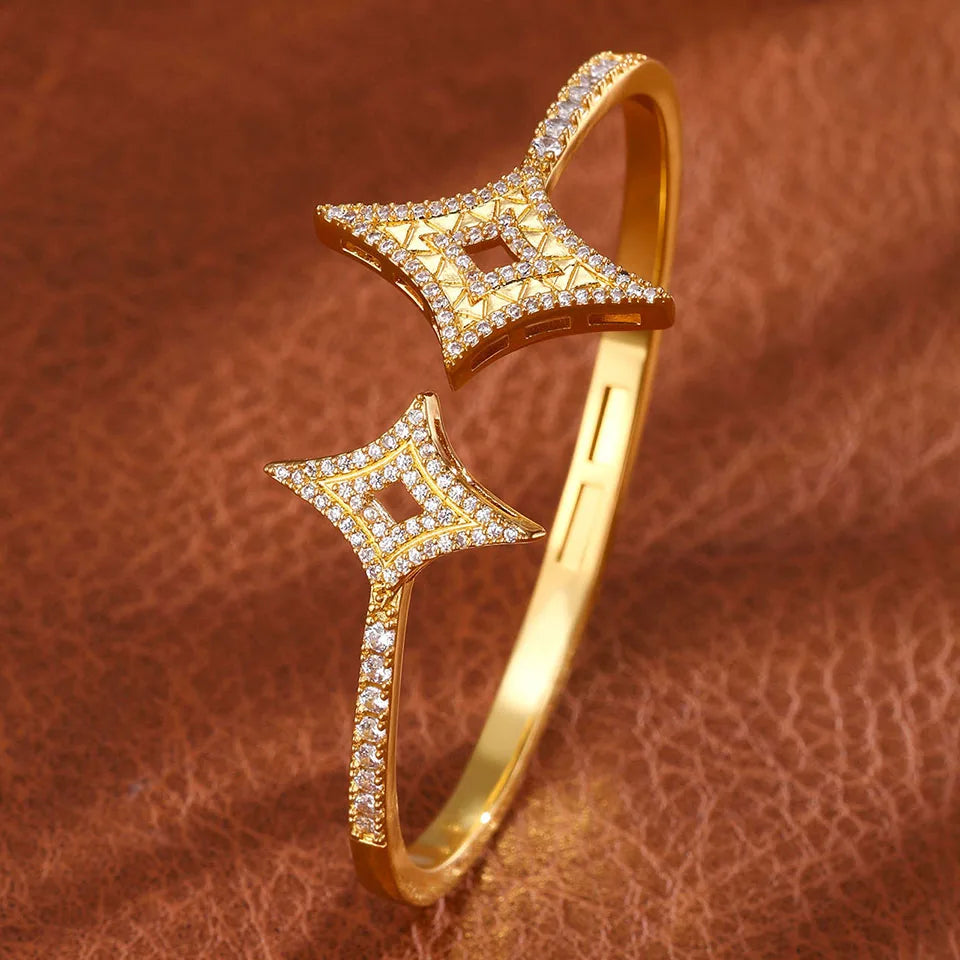 Luxury Geometric Gold Cuff Bangles Bracelet