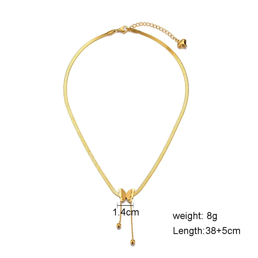 Vintage Butterfly Necklace – Golden Stainless Steel