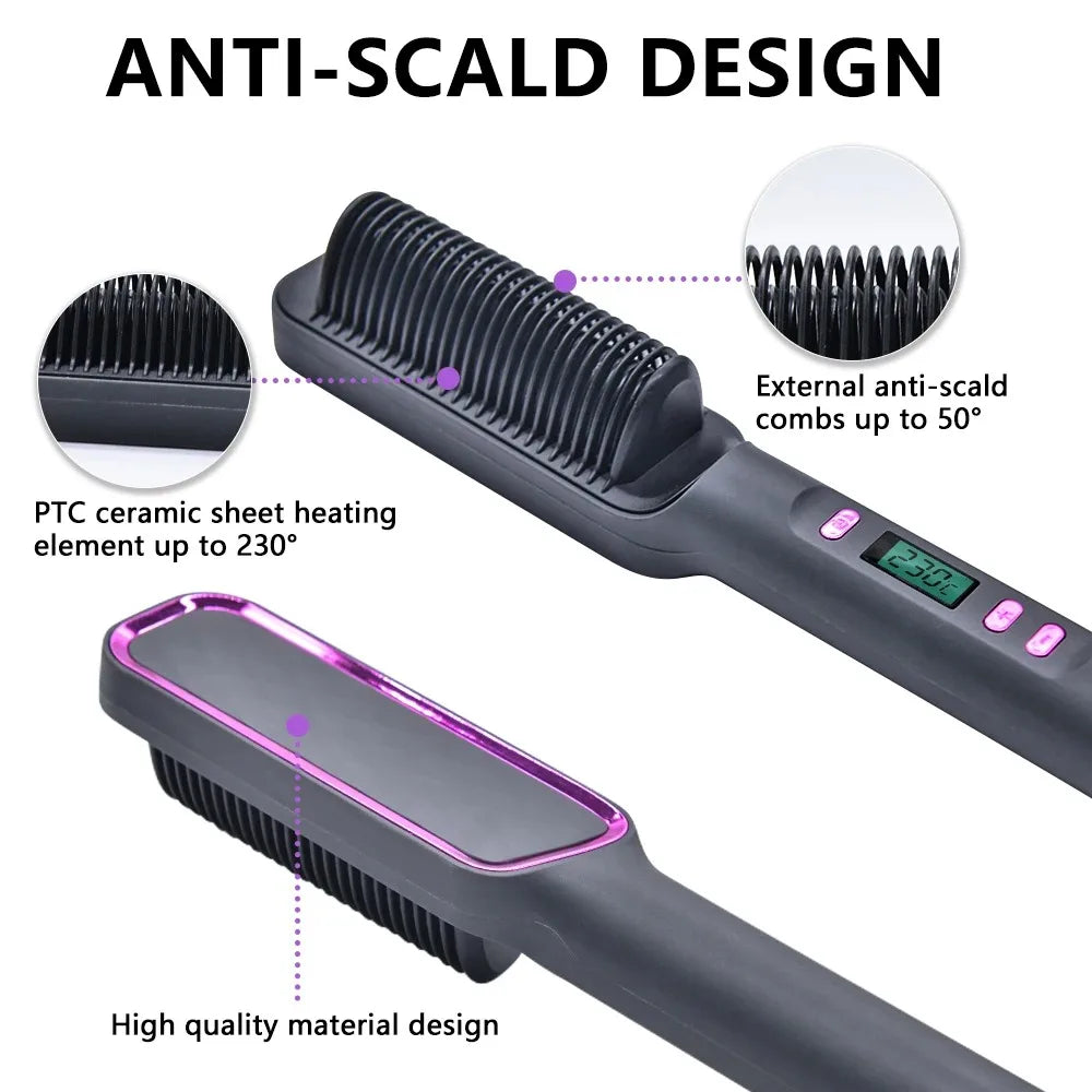 Electric Hot Comb – Negative Ion Anti-Scald Hair Straightening Styling Brush
