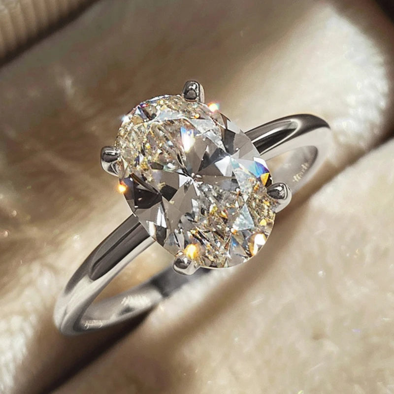 925 Sterling Silver Oval Zircon Ring – Luxury Shine
