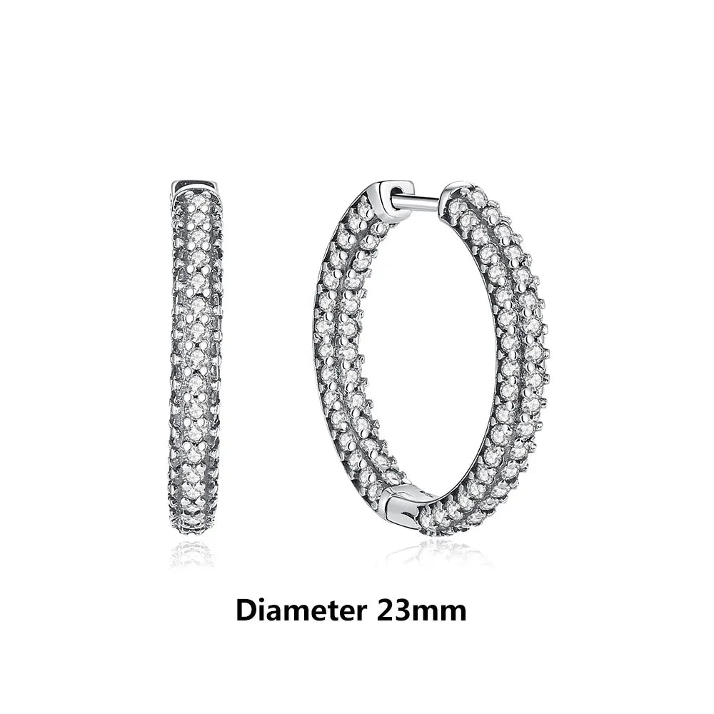 925 Sterling Silver Stud & Hoop Earrings Set