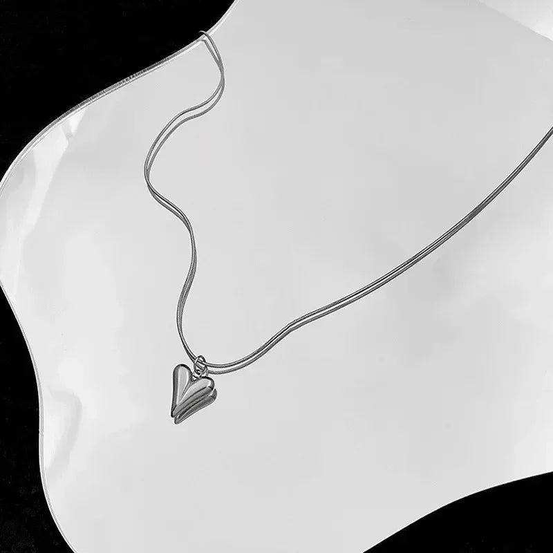 Double Layer Heart Pendant Necklace
