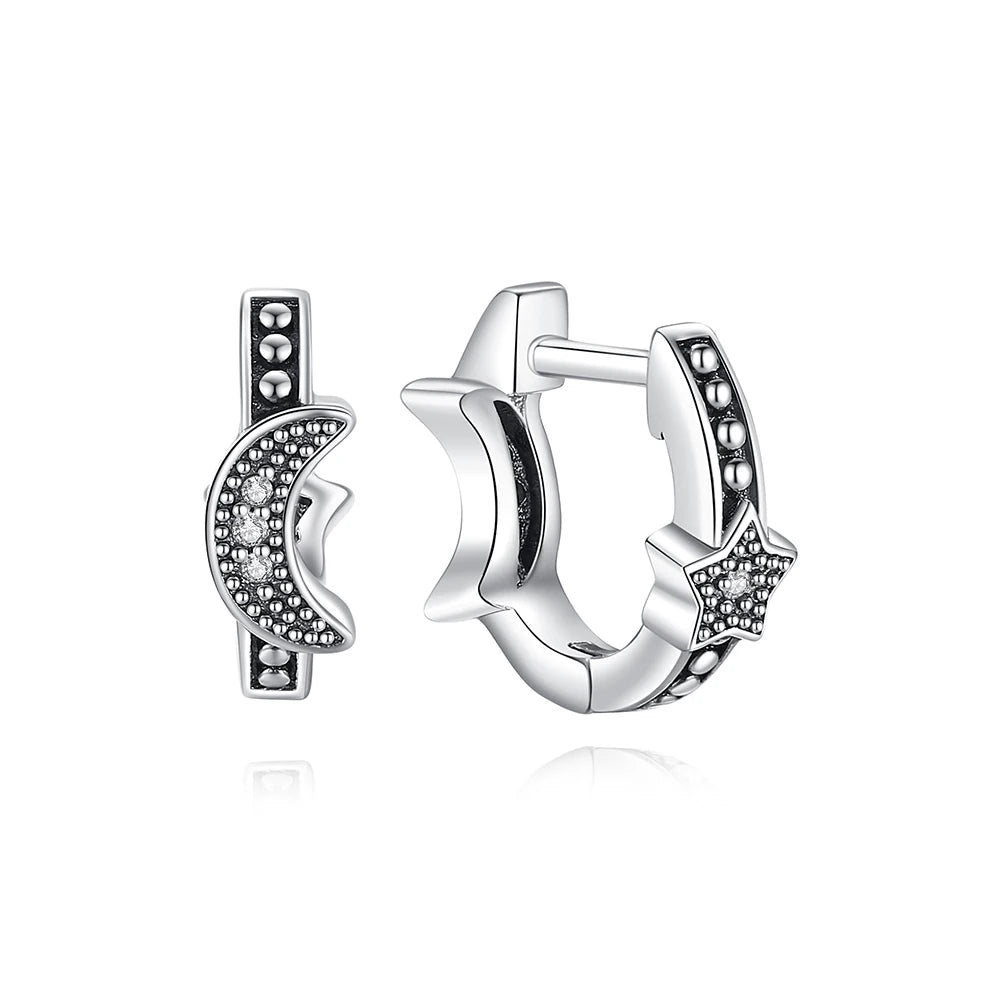 925 Sterling Silver Stud & Hoop Earrings Set