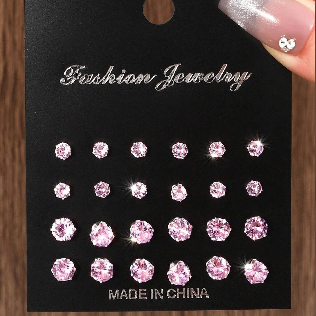 12 Pairs Zircon Zirconia Stud Earrings Set