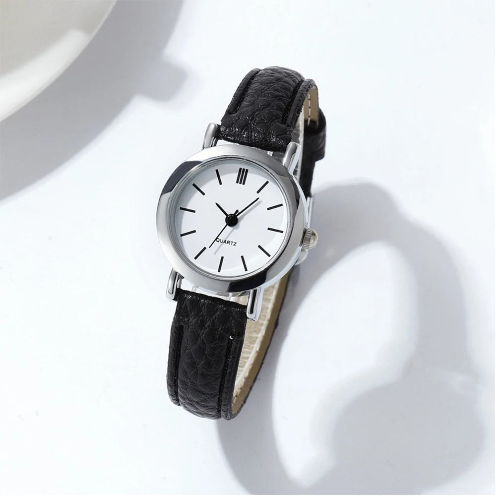 Women’s Fashion Arabic Dial Quartz Watch – Leather Band Wristwatch
