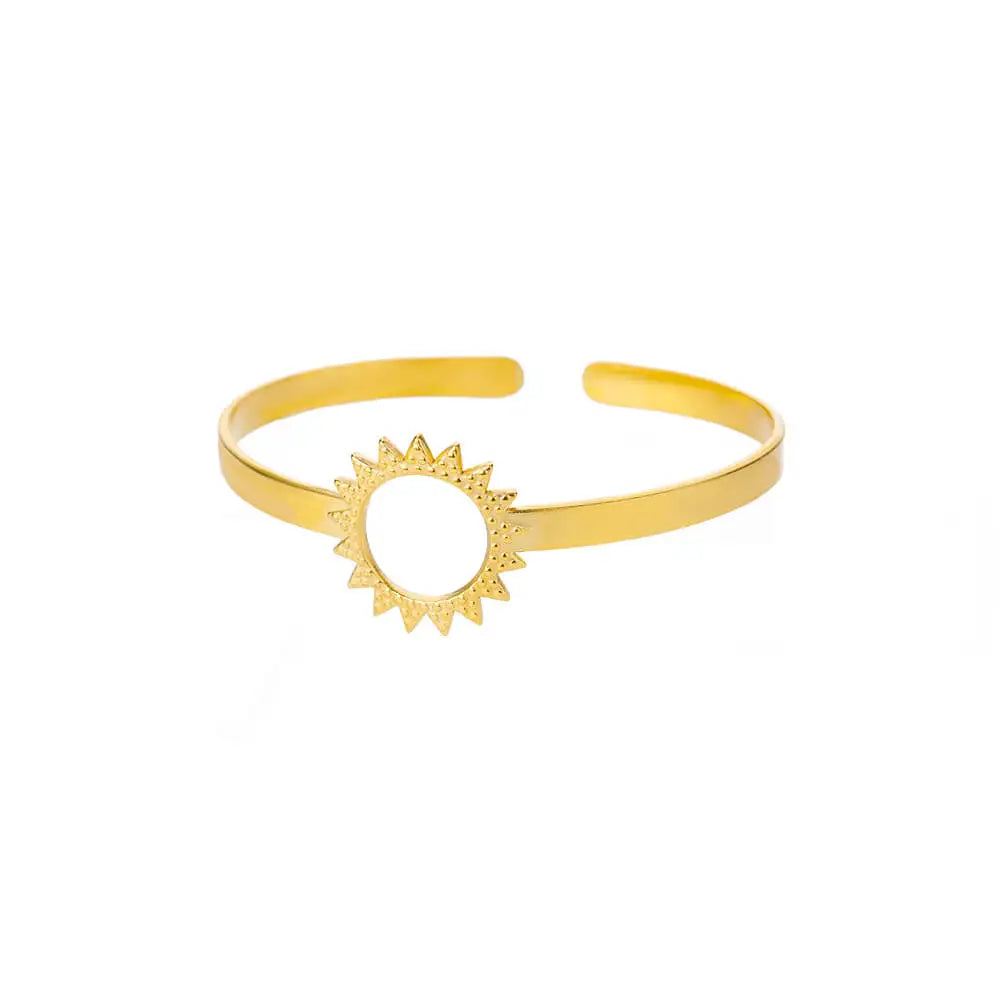 Exquisite Classic Bump Pattern Open Cuff Bracelet – Gold Stainless Steel