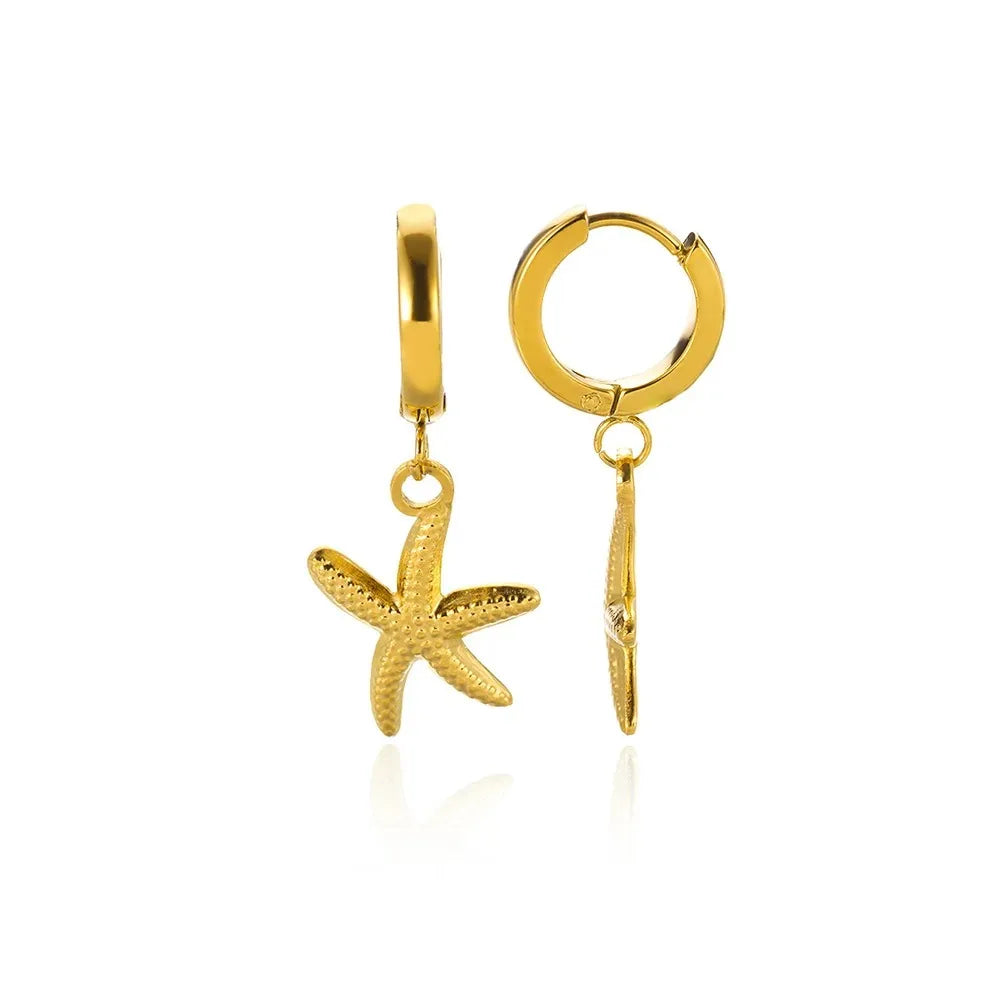 Vintage Starfish Stainless Steel Stud Earrings