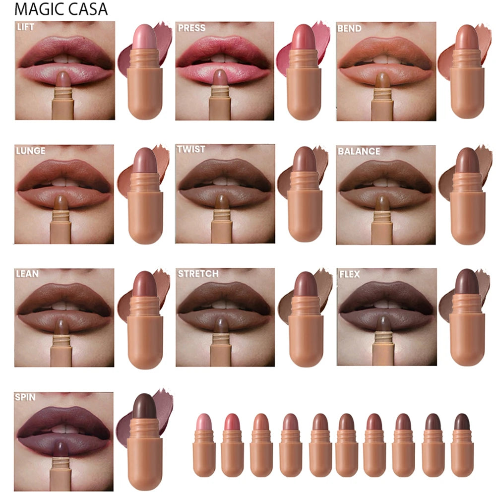 ‌10 Color Smooth Brown Lipstick Set