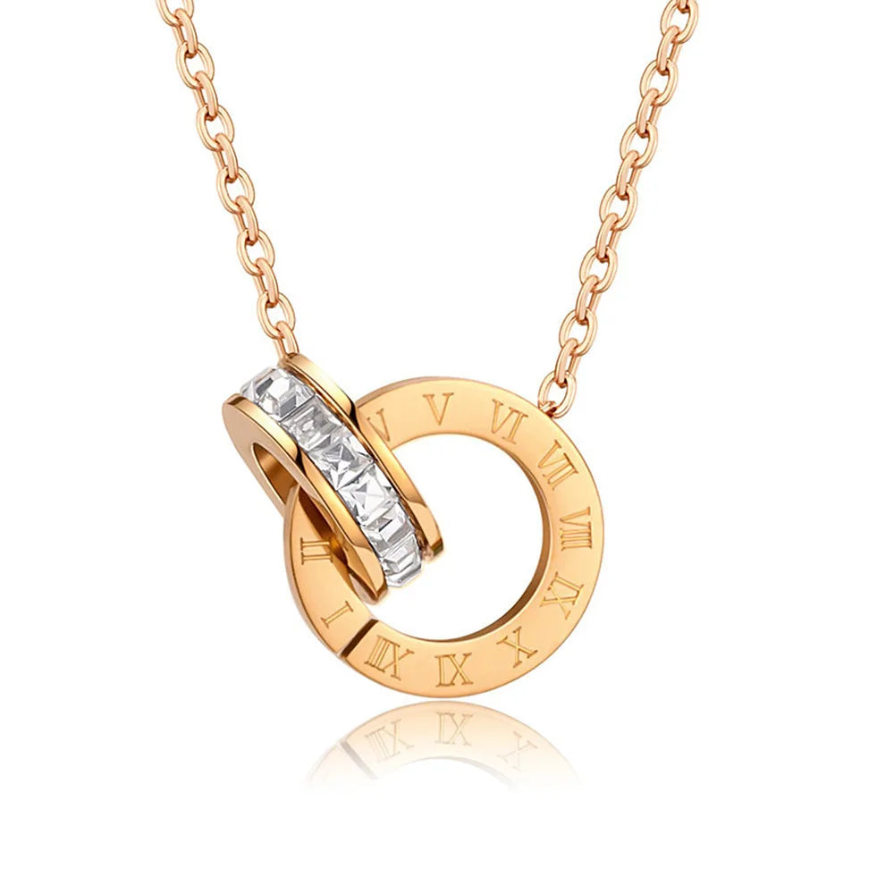 18K Gold Plated Interlocking Circles Necklace – Stainless Steel