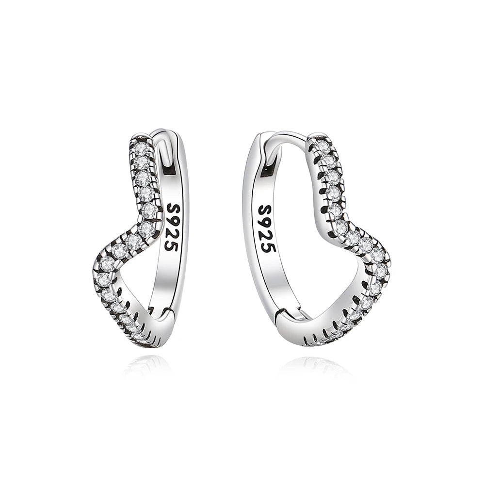 925 Sterling Silver Stud & Hoop Earrings Set