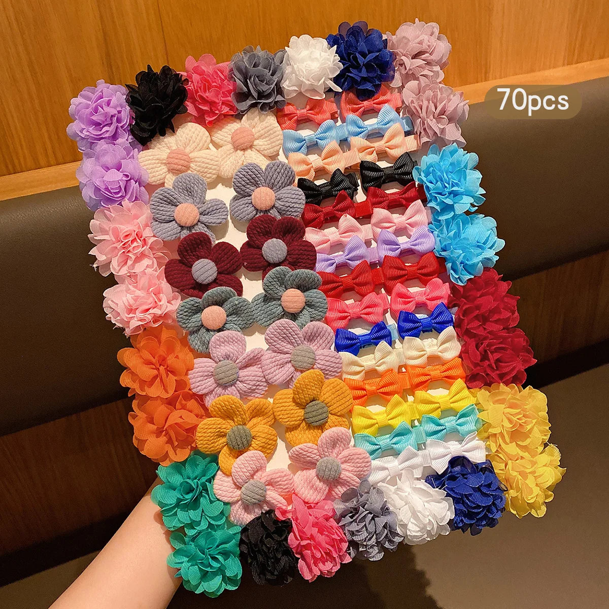 30 Colored Random Bow Fabric Hair Clips