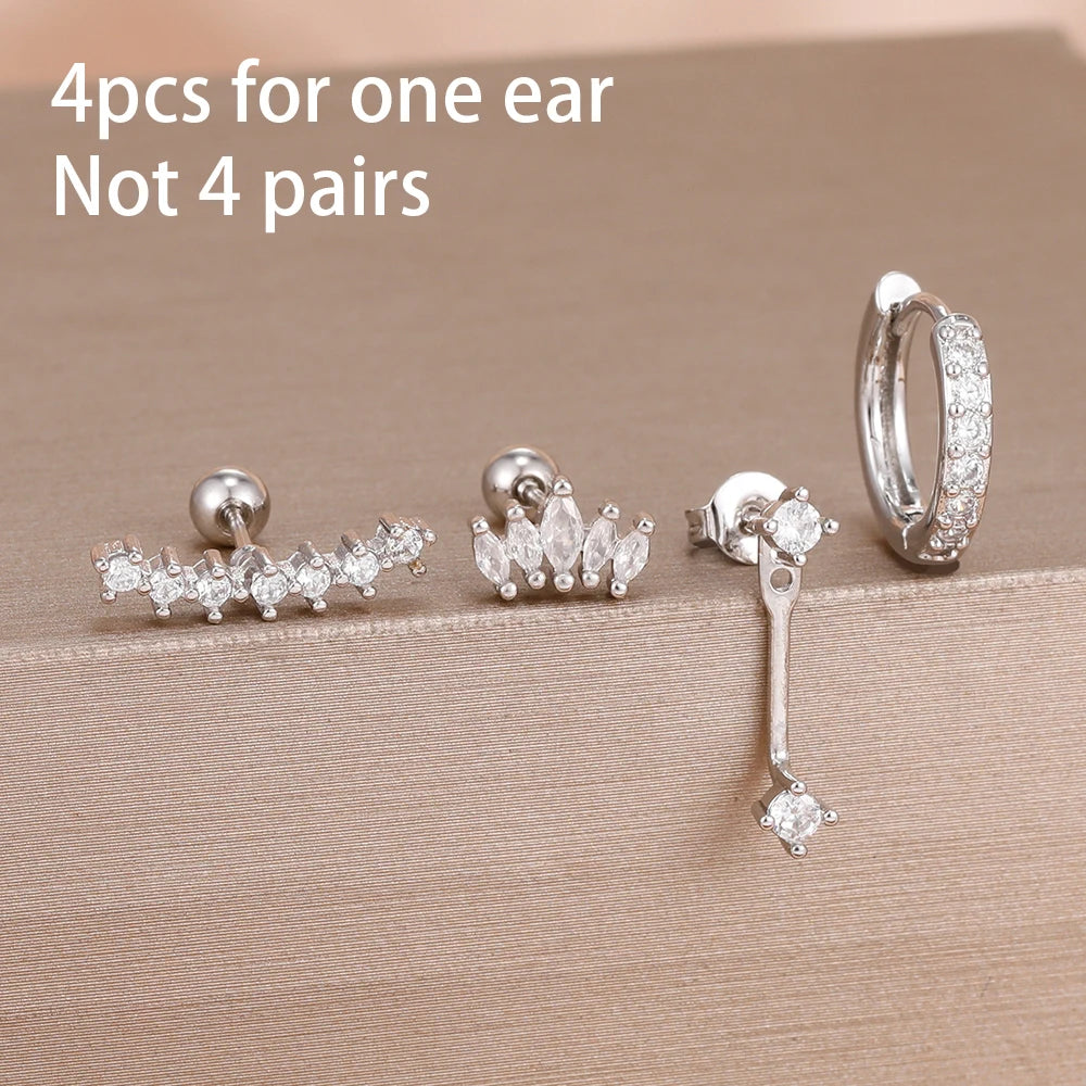 4PCS Stainless Steel Huggie Hoop Earrings Set