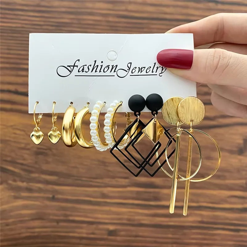 Geometric Hoop Earrings Set