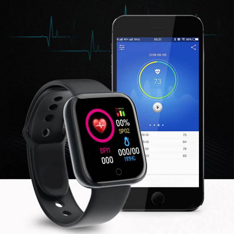 Smart sports smartwatch with music control, fitness, sleep tracking, step counter, and alarm.