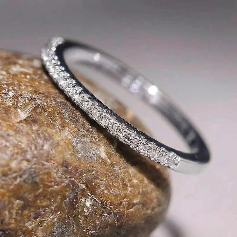 925 Sterling Silver Minimal Zircon Stackable Ring