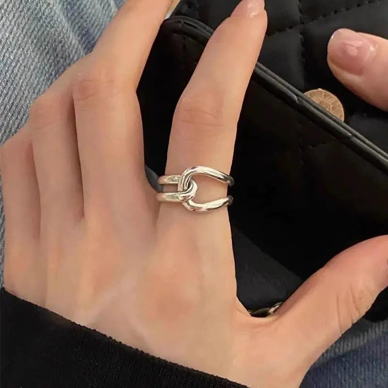 925 Silver Twisted Croissant Ring