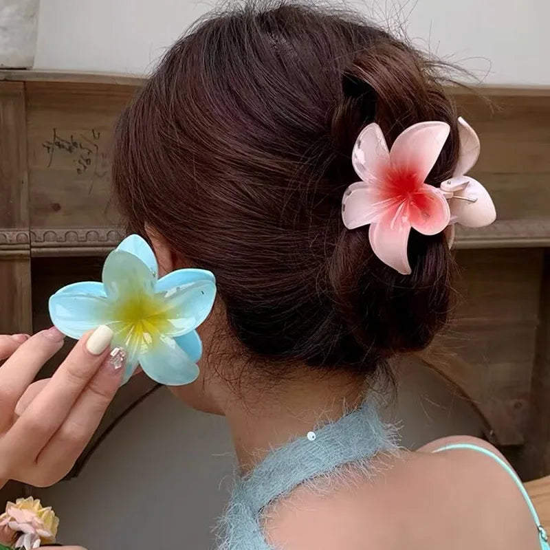 New Hawaiian Gradient Flower Hair Clips